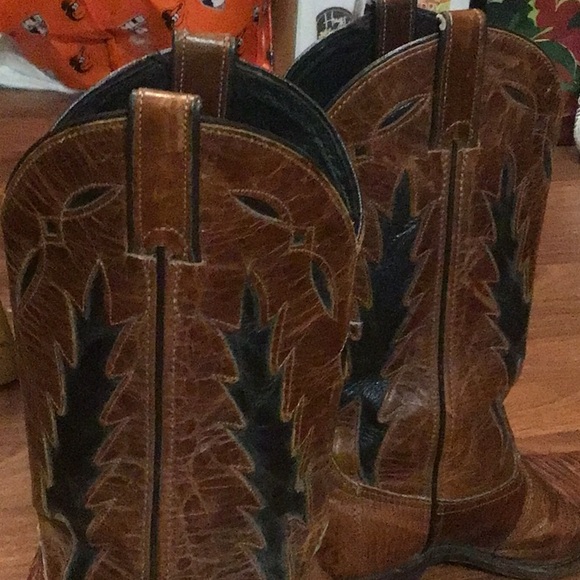 Vintage snakeskin leather cowboy boots high Sz 7.5 M - Picture 3 of 16